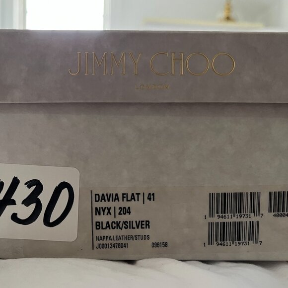 NEW Jimmy Choo Black silver Studded Davia Ballerina SQUARE Flat size 9 9.5 EU 41 - Picture 3 of 9